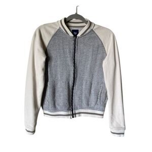 Gap Sweatshirt Gray Cream Full Zip Baseball Size XS